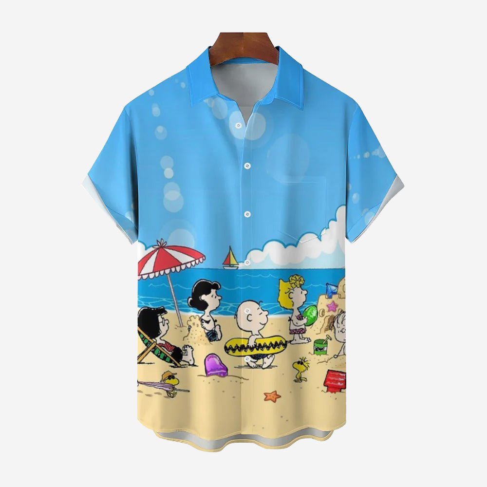 Men's Cartoon Character Hawaiian Casual Short Sleeve Shirt 2311000339