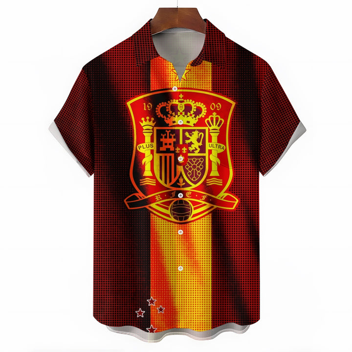 Spain European Cup Casual Large Size Short Sleeve Shirt 2407002129