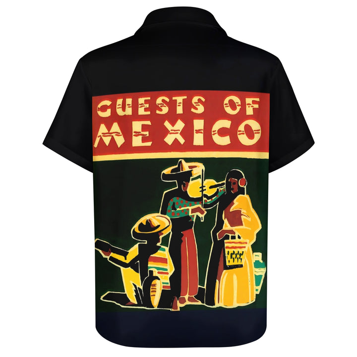 Mexican Music Culture Prints Casual Short Sleeve Shirt 2404000038