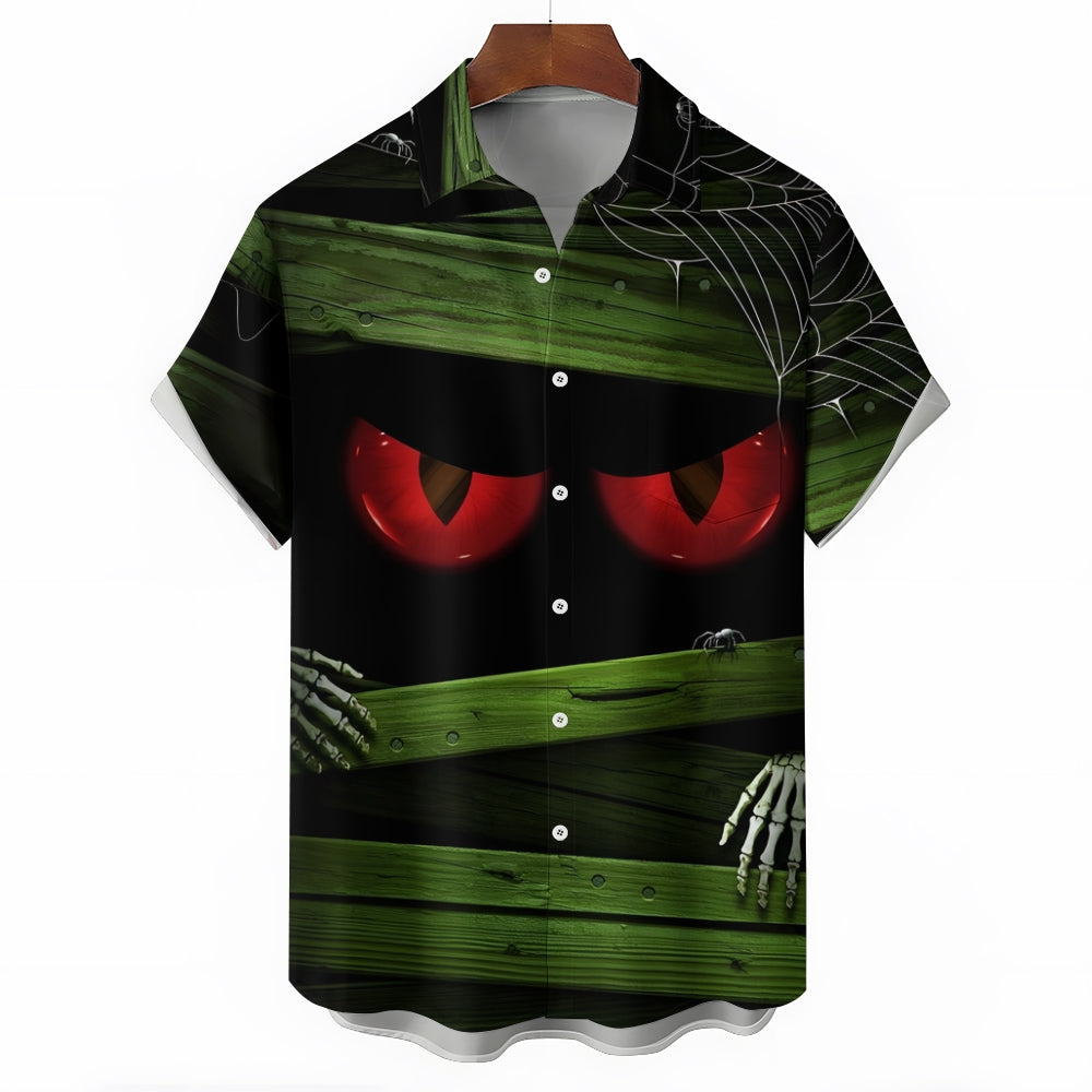 Halloween Eyes Horror Casual Short Sleeve Shirt 2408007564