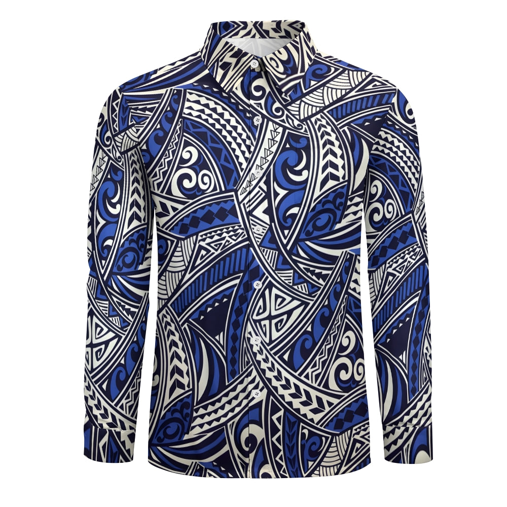 Men's Geometric Ethnic Pattern Long Sleeve Shirt 2410004512