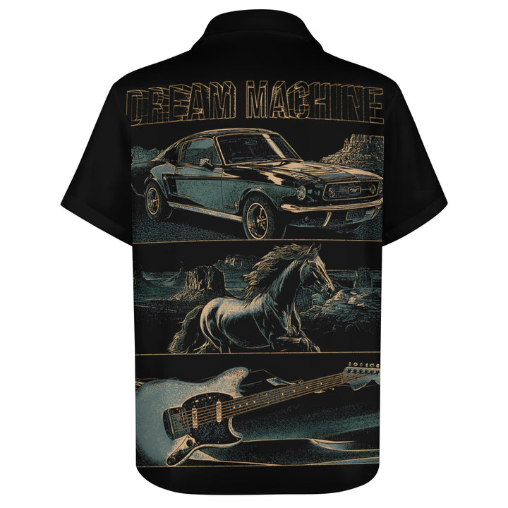 Men's Dream Machine Print Casual Short Sleeve Shirt 2403000569
