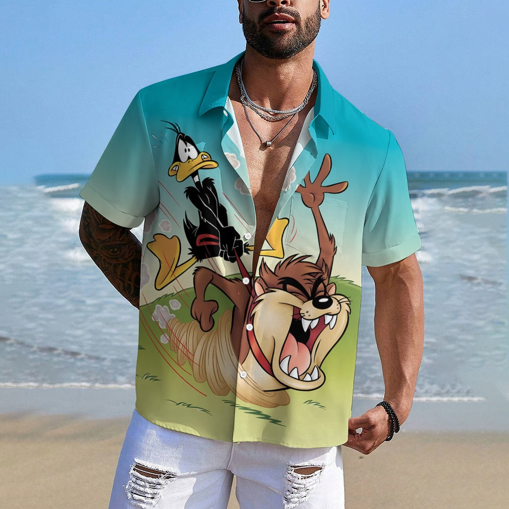 Cartoon Character Chase Print Casual Short Sleeve Shirt 2412001944