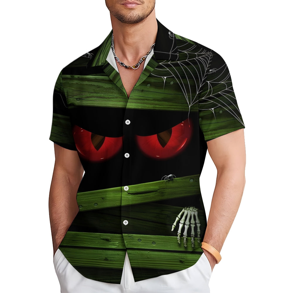 Halloween Eyes Horror Casual Short Sleeve Shirt 2408007564