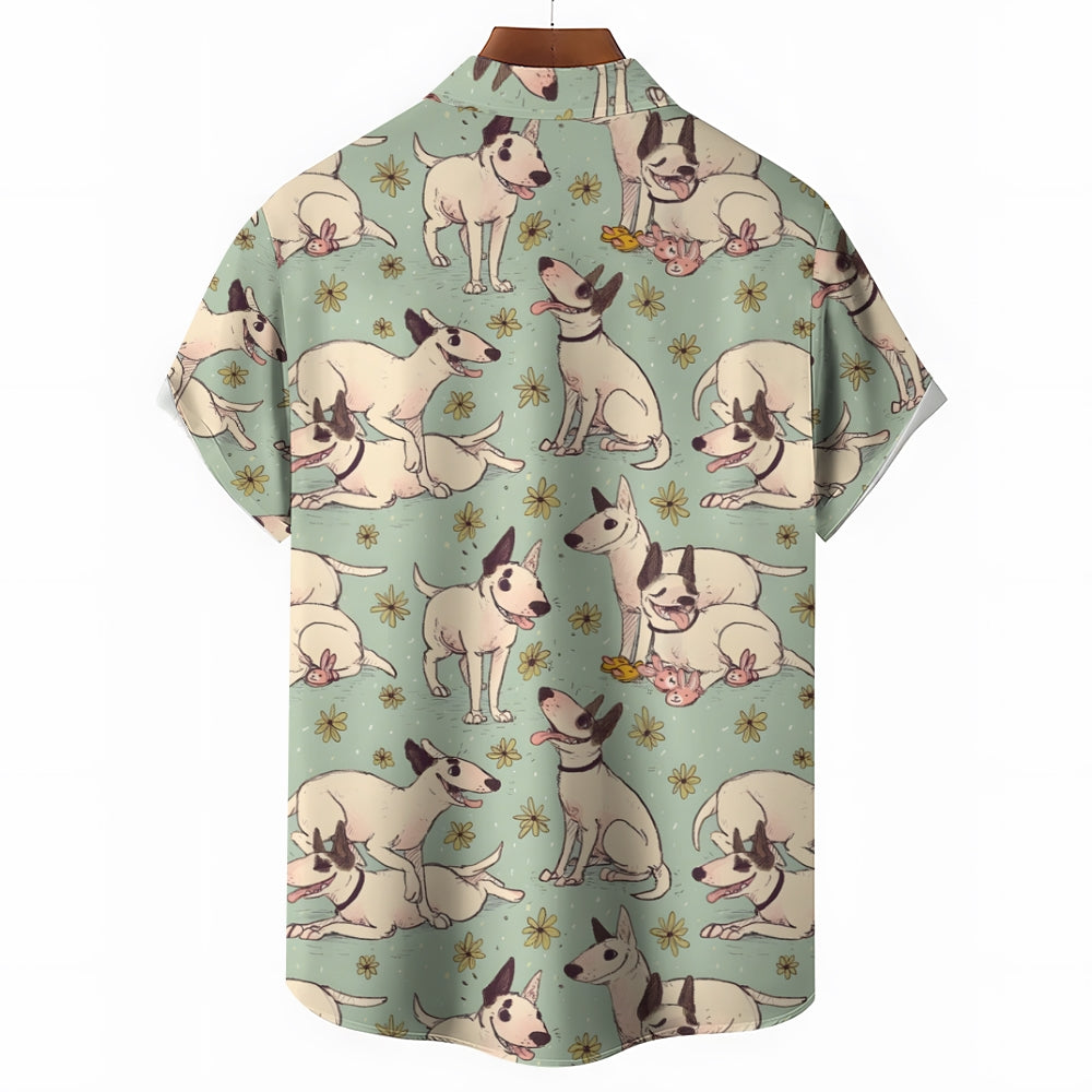 Puppy Cartoon Print Casual Large Size Short Sleeve Shirt 2407005318