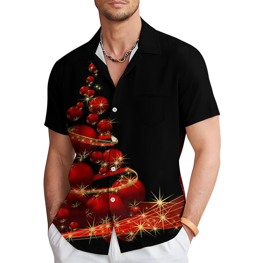 Christmas Tree Ball Casual Short Sleeve Shirt 2409006077