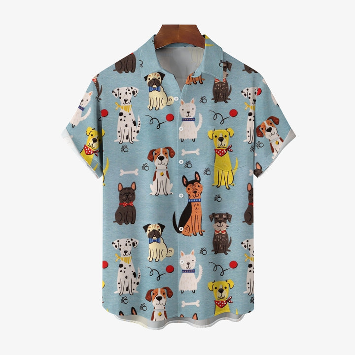 Dogs Cartoon Casual Large Size Short Sleeve Shirt 2407004410