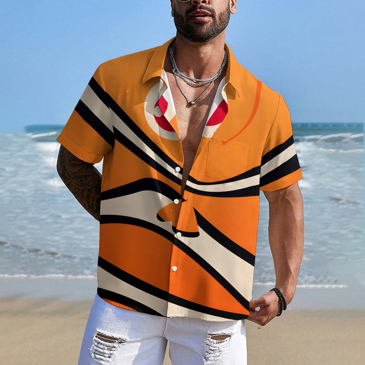 Men's Cartoon Clown Fish Casual Short Sleeve Shirt 2410007925