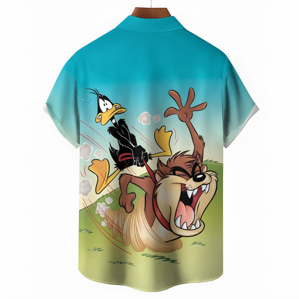 Cartoon Character Chase Print Casual Short Sleeve Shirt 2412001944