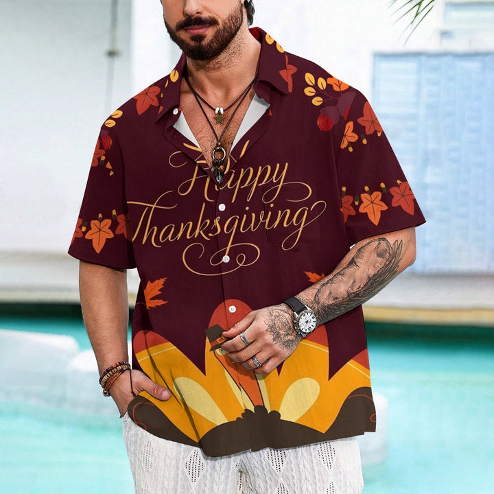 Happy Thanksgiving Turkey Casual Short Sleeve Shirt 2409009545