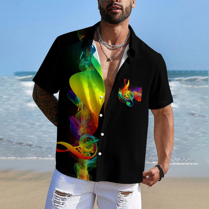 Colorful Musical Note Print  Short Sleeve Shirt 2410003837