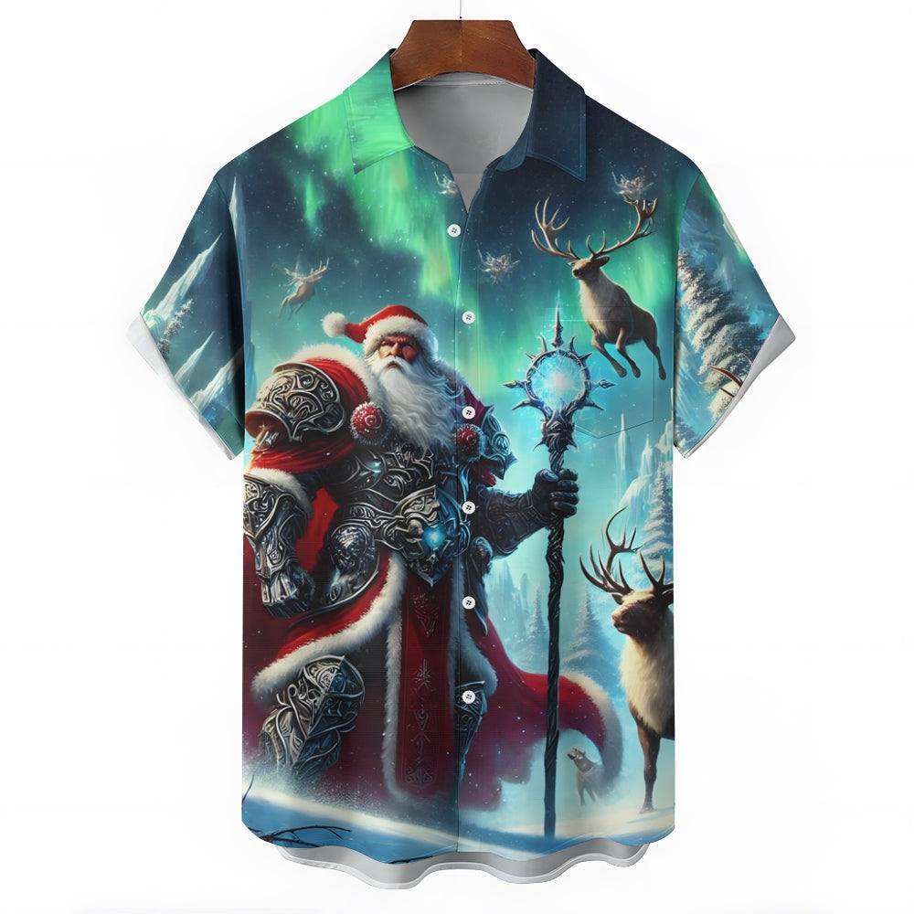 Christmas Santa Warrior Casual Short Sleeve Shirt 2411003332