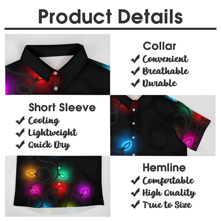 Christmas Lights Cartoon Casual Large Size Short Sleeve Shirt 2407004227