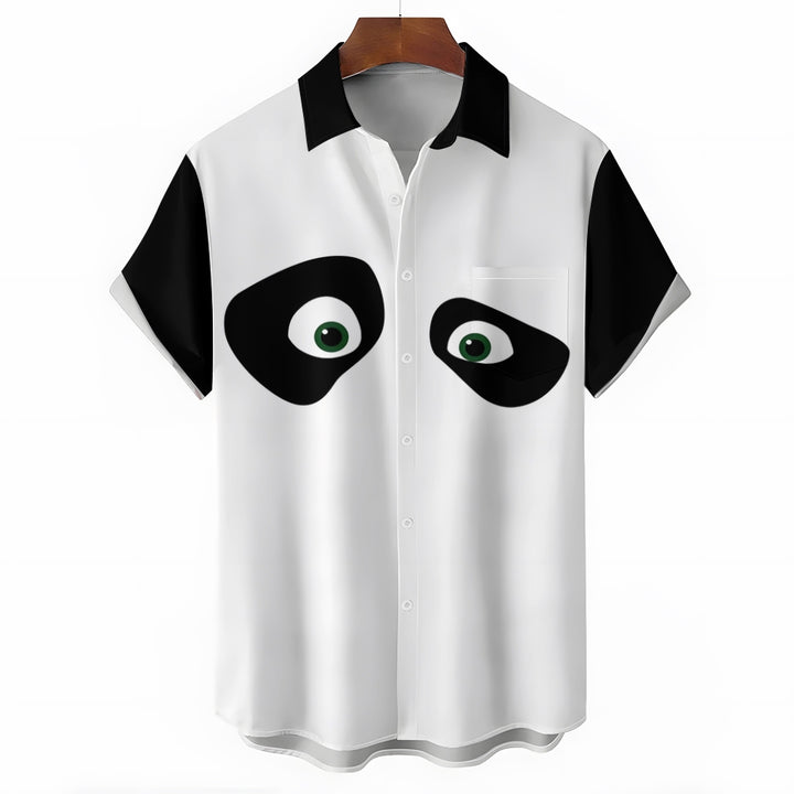 Men's Cartoon Panda Print Short Sleeve Shirt 2410008624