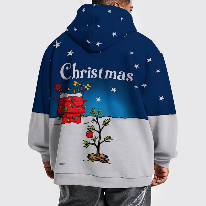 Christmas Tree Holiday Blue Cartoon Plue Size Printed Hoodies