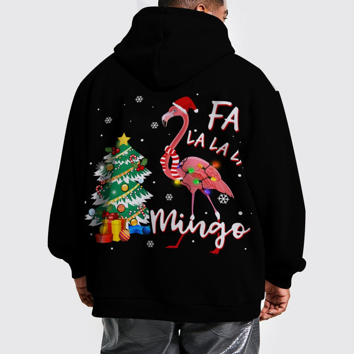 Plue Size Christmas Tree And Flamingo Printed Hoodies 2411009464