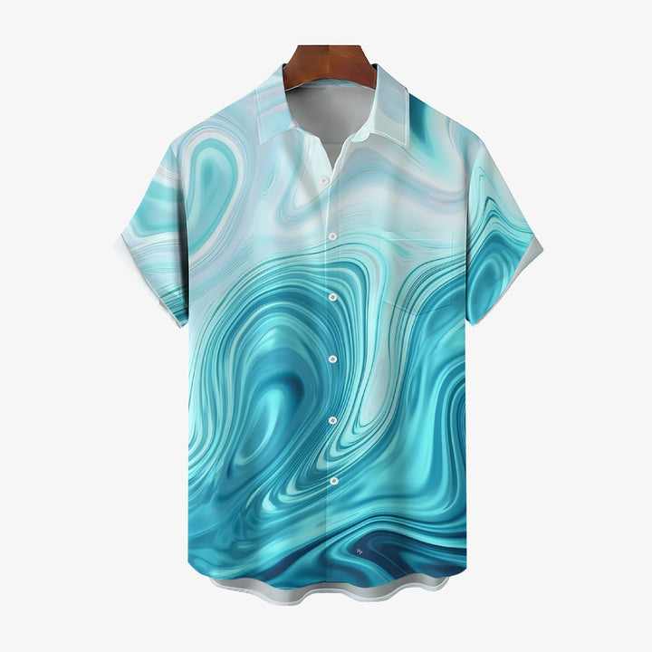 Flow Art Gradient Print Casual Short Sleeve Shirt 2410004356