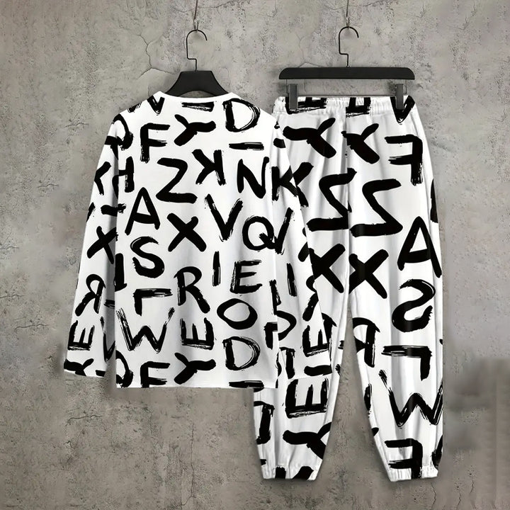 Men's  Letter Print Casual Sweatshirt & Pants Set