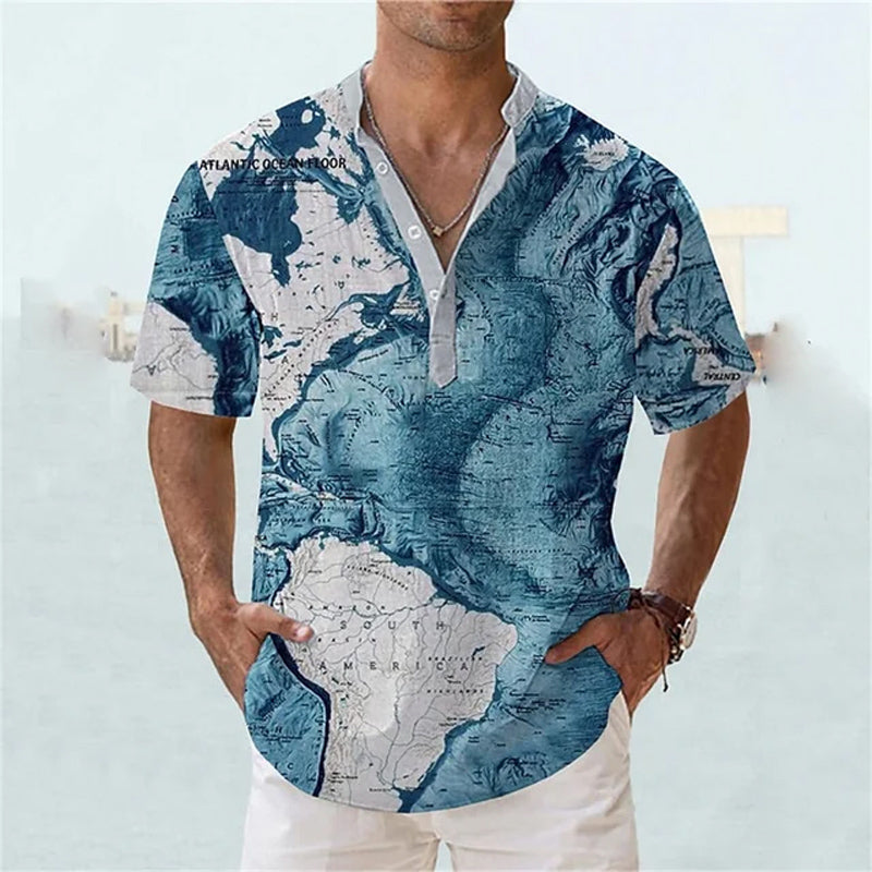 Men's Vintage Maps Button Shirt