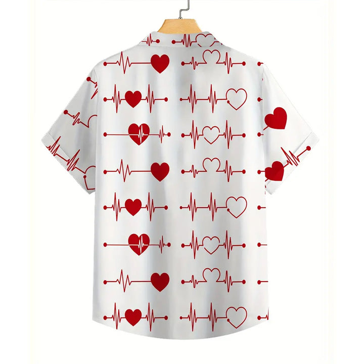 Men's Valentine's Day Love Print Short-sleeved Shirt