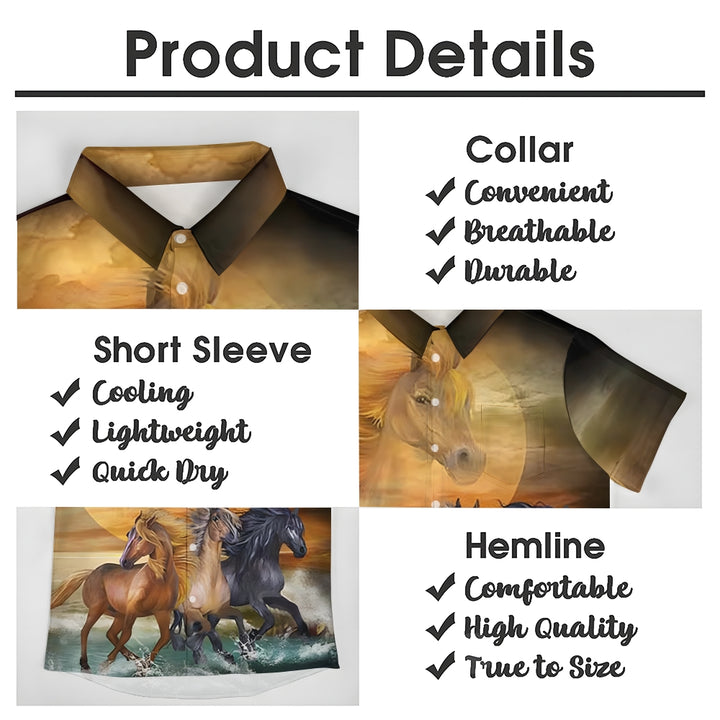 Running Horses Casual Short Sleeve Shirt 2410004337