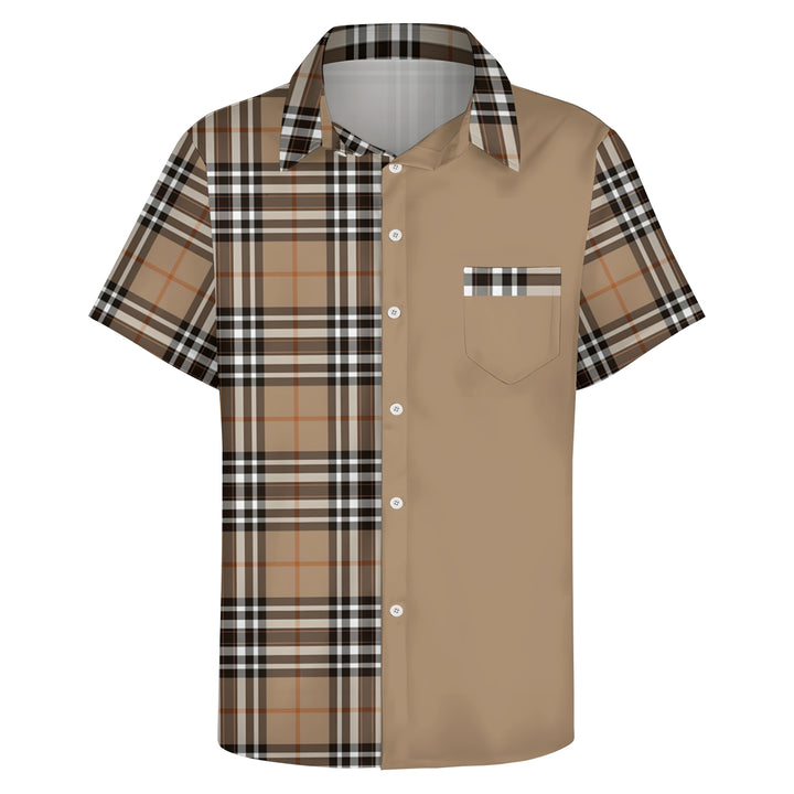 Classic Scottish Plaid Print Casual Short Sleeve Shirt 2404001310