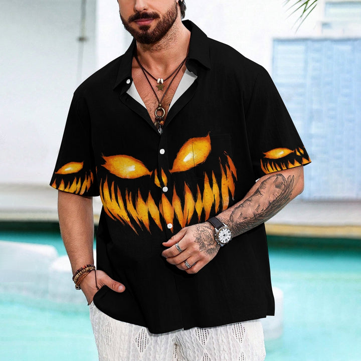 Men's Halloween Ghost Pumpkin Short Sleeve Shirt 2408008246