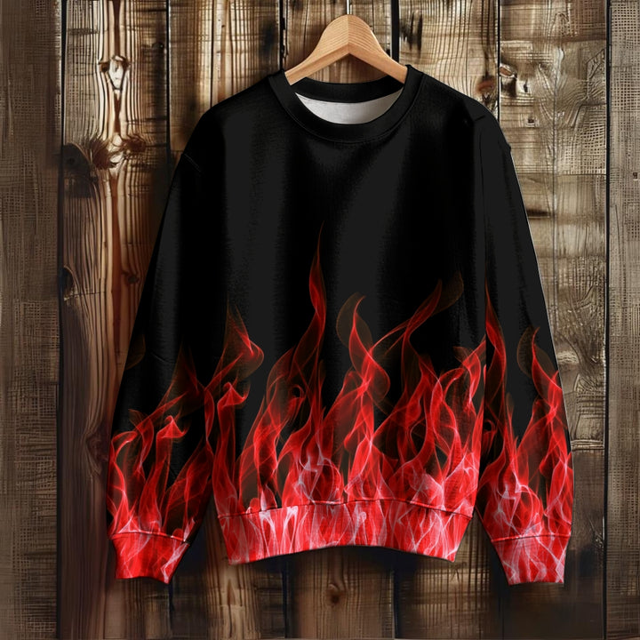 Men's Flame Print Unisex Sweatshirt 2410008994