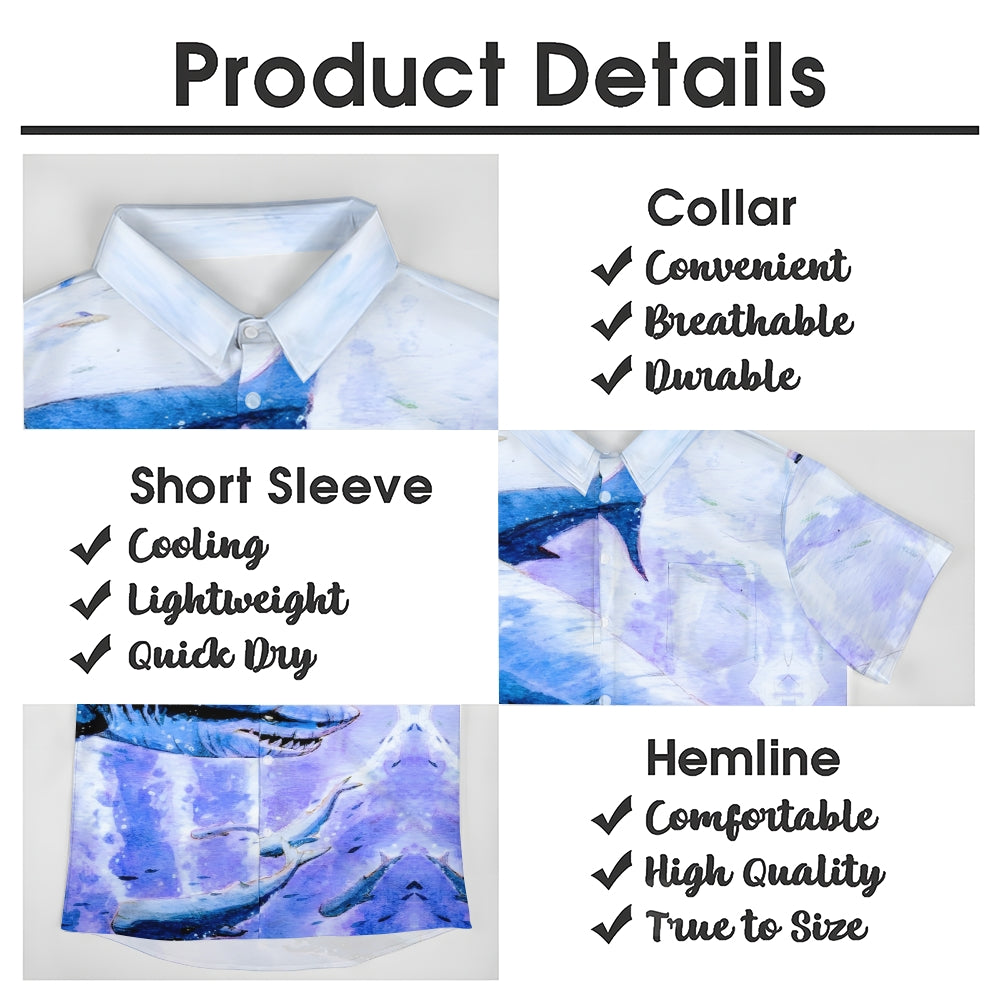 Shark Watercolor Art Casual Short Sleeve Shirt 2410004834