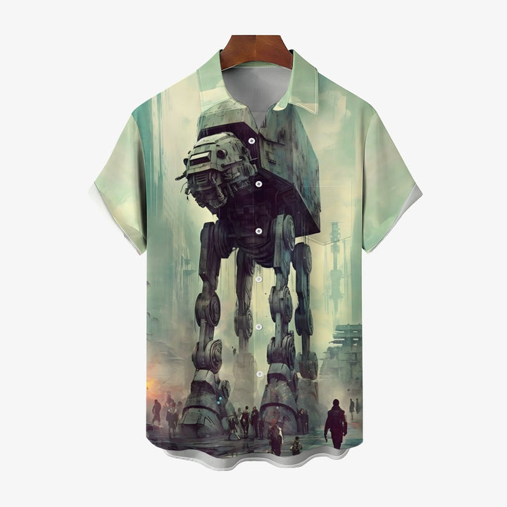 Eye-Catching Giant Armored Walker Personalized Print Hawaiian Short Sleeve Shirt 2404001792