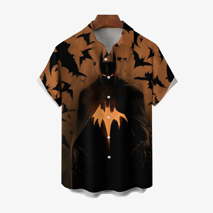 Dark Batman Print Casual Short Sleeve Shirt 2408007160