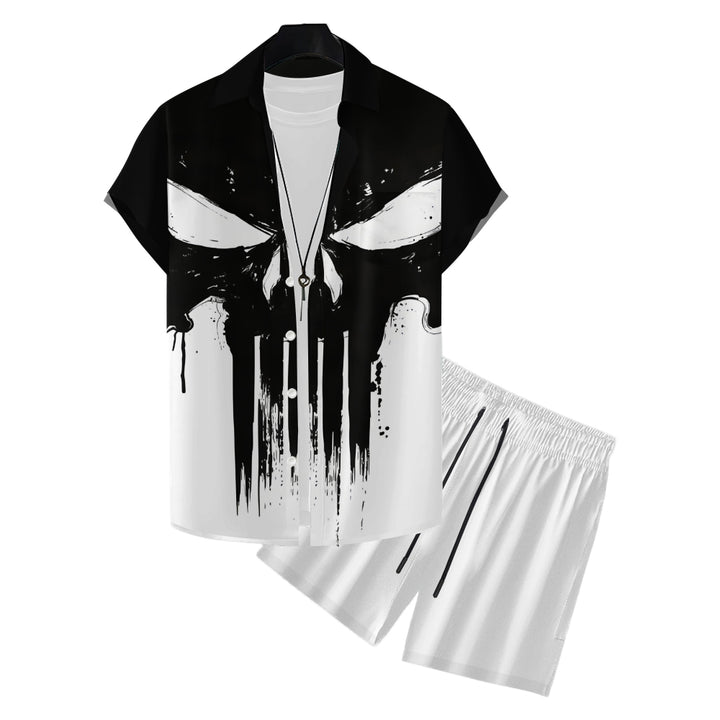 Men's Skeleton Print Beach Two-Piece Suit 2404000167