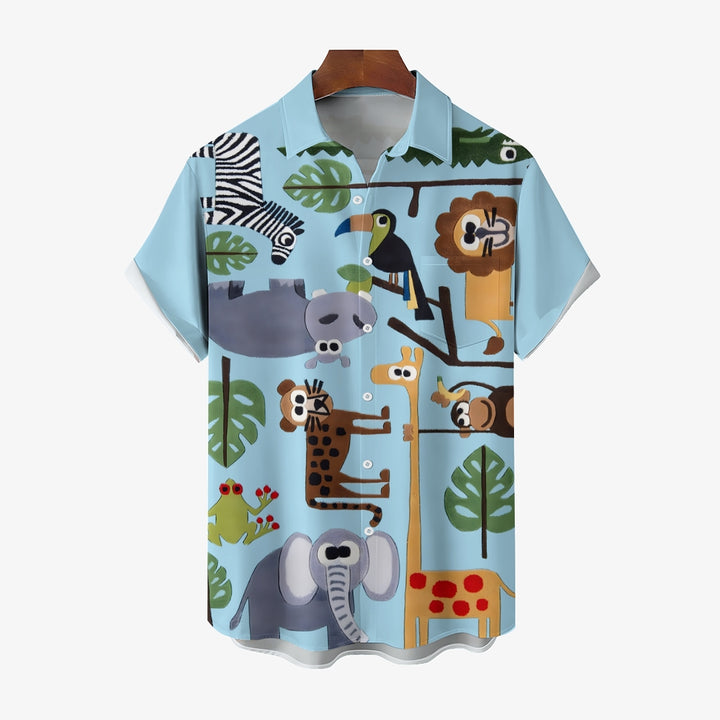 Men's Animal Paradise Casual Short Sleeve Shirt 2403000758