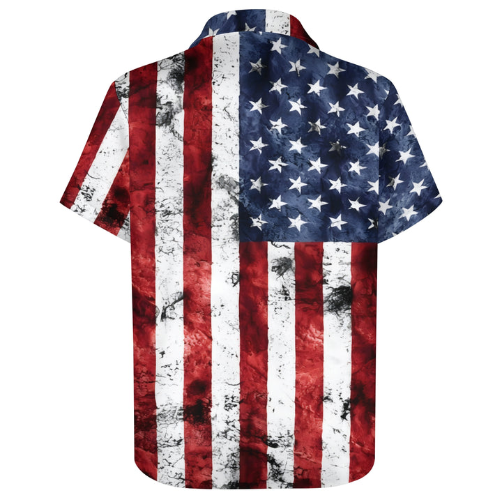 Men's Flag Patriotism Casual Short Sleeve Shirt 2404000238