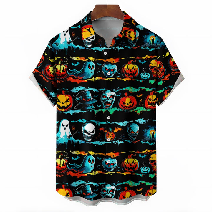 Ghost Halloween Pumpkin Casual Large Size Short Sleeve Shirt 2407003703