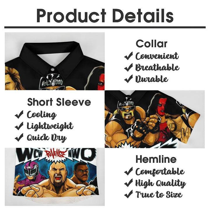 Cartoon Wrestler Print Casual Short Sleeve Shirt 2409004513