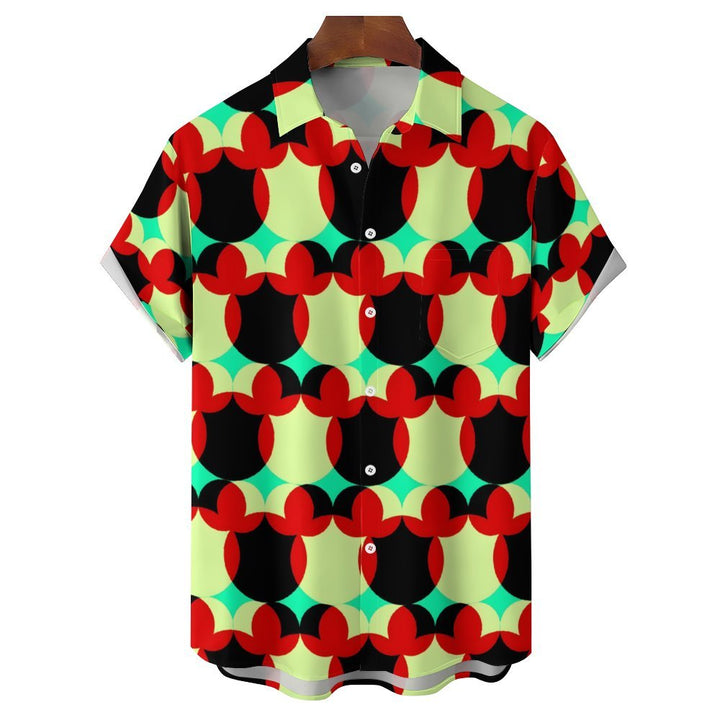 Men's Geometric Print Casual Short Sleeve Shirt 2402000153