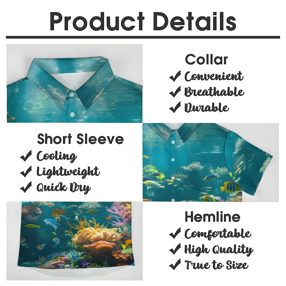 Undersea World Fish Linen Short Sleeve Shirt 2409010069