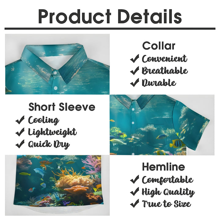 Undersea World Fish Linen Short Sleeve Shirt 2409010069