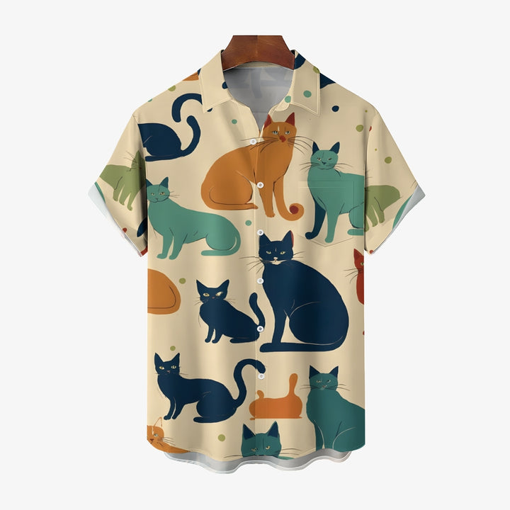 Funny Cats Casual Short Sleeve Shirt 2404000177