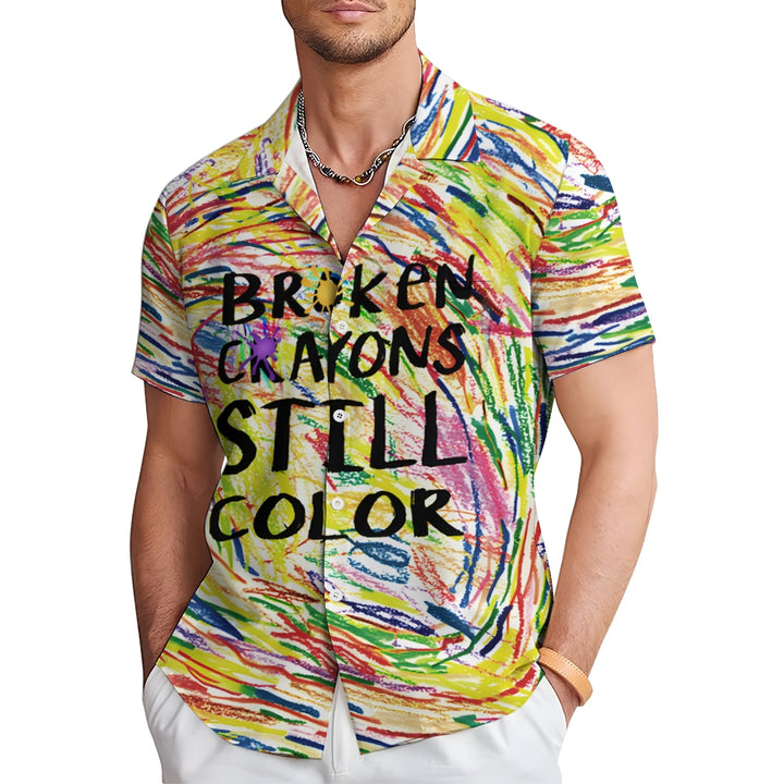 Colored Crayons Casual Short Sleeve Shirt 2410006297