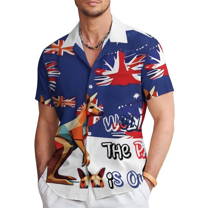 Australia Day Holiday Prints Casual Short Sleeve Shirt 2412001301