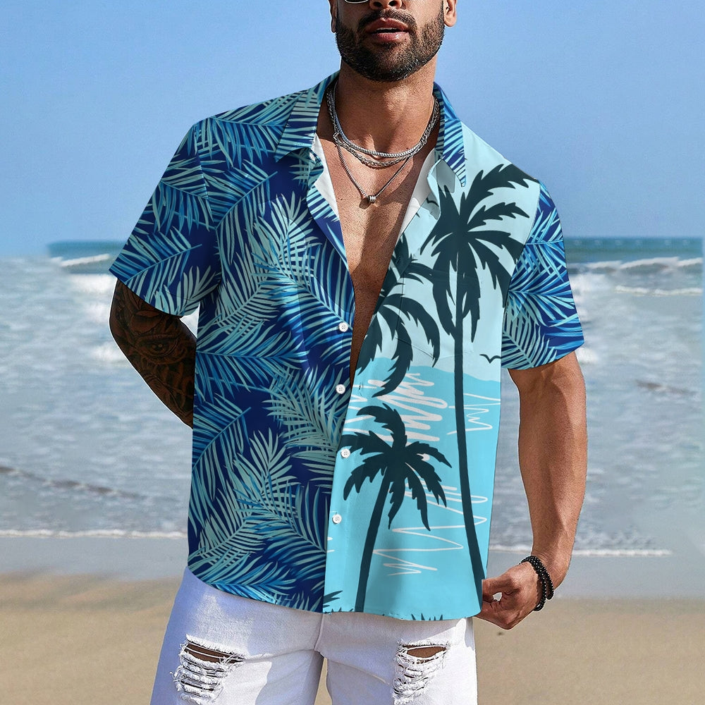 Men's Hawaiian Coconut Tree Casual Short Sleeve Shirt 2410005861