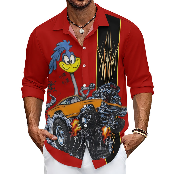 Classic Cartoon Modified Car Printing Long Sleeve Shirt