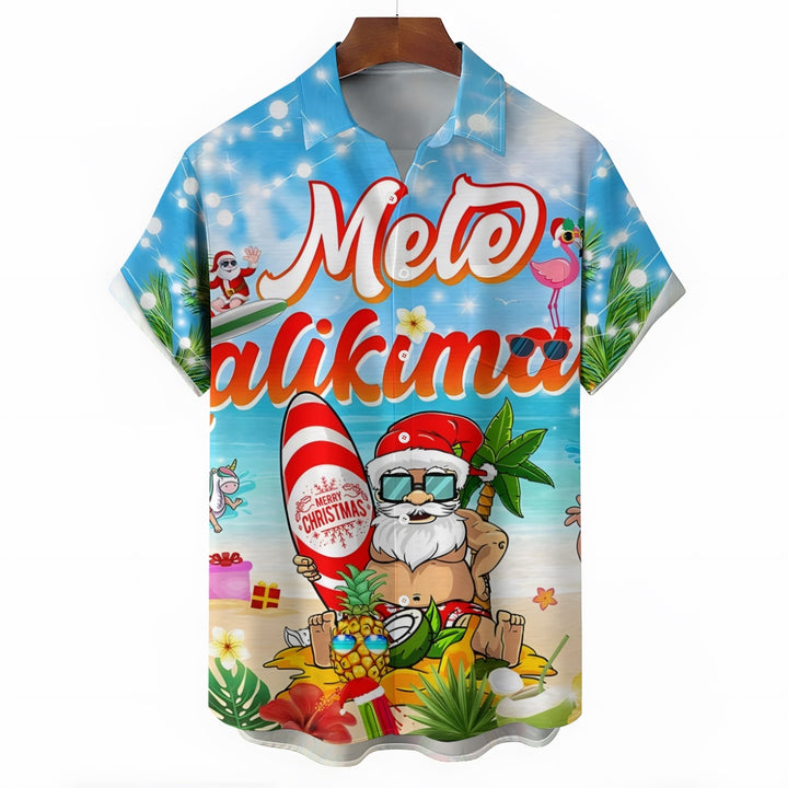 Merry Christmas Santa Claus Casual Short Sleeve Shirt 2411003313