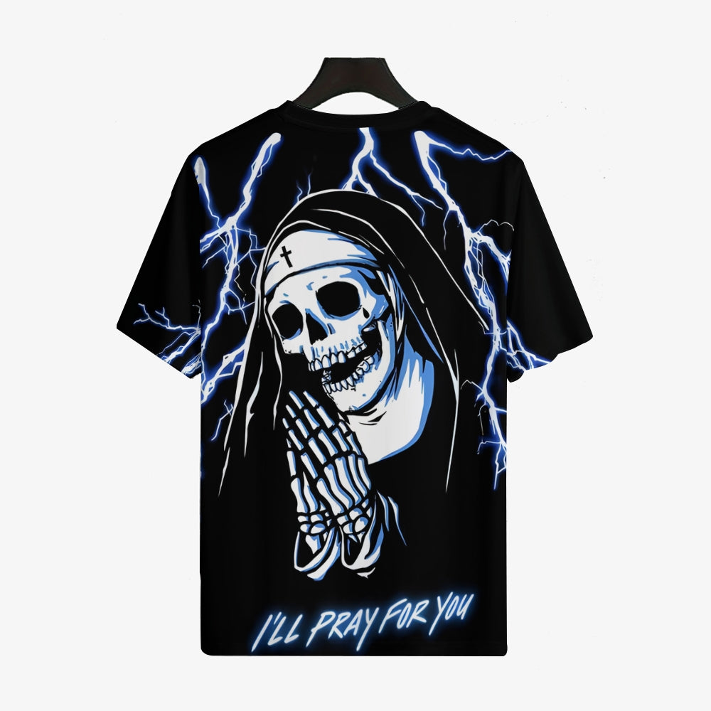 Halloween Skeleton Nun Short Sleeve T-Shirt 2408006568