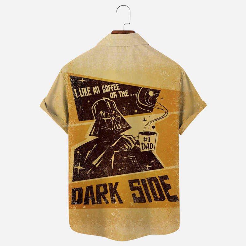 Men's Vintage Star Wars Coffee Poster Print Short Sleeve Shirt