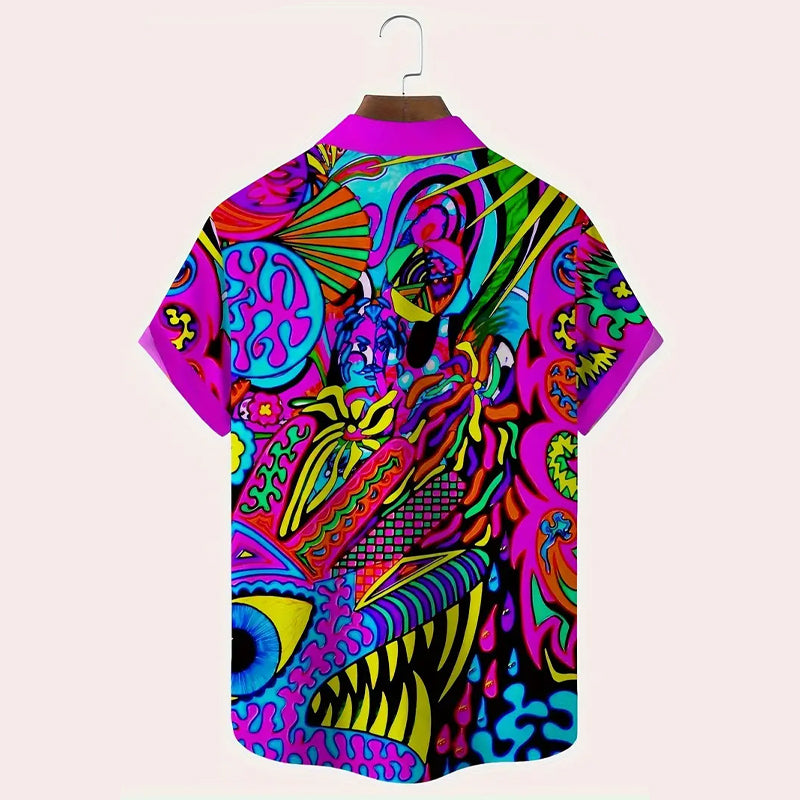 Men's Abstract Art 3D Print Button-Up Shirt