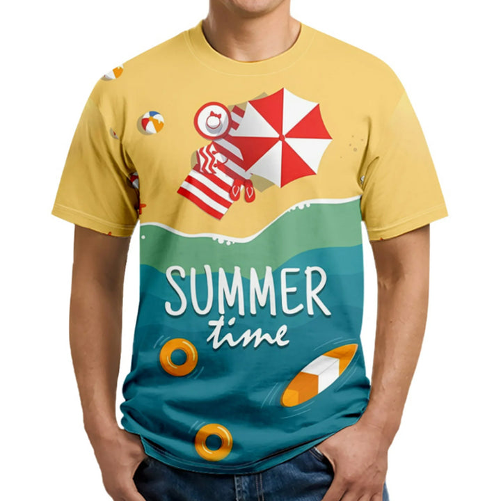 Men's Summer Hawaiian Print Short Sleeve T-Shirt
