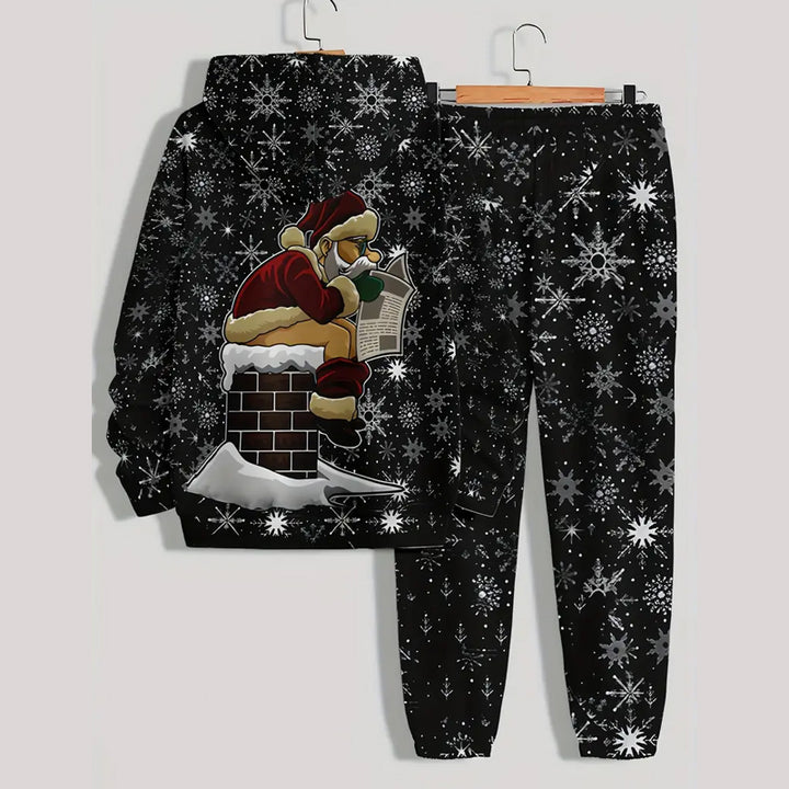 Men's Santa Claus Print Casual Hoodie & Sweatpants Set